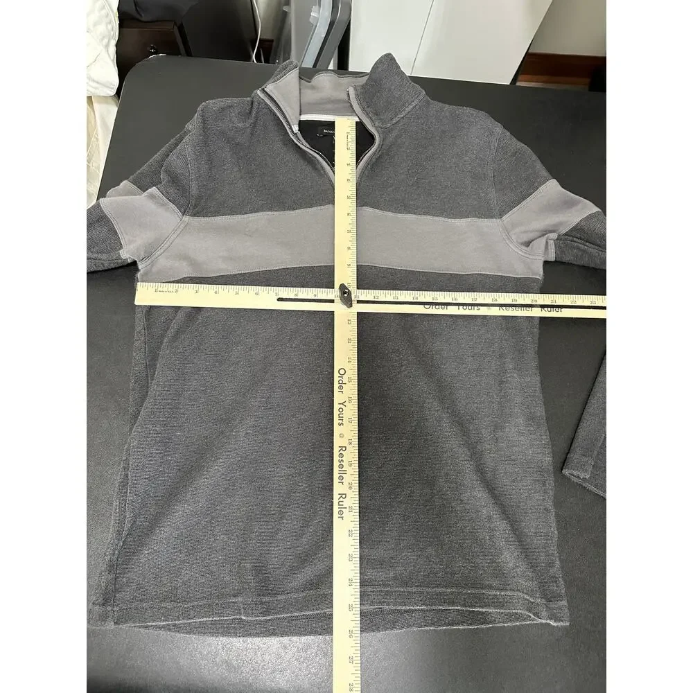 Banana Republic‎ Two-Tone Grey 1/4 Zip Cotton Pullover Men's Size Large L